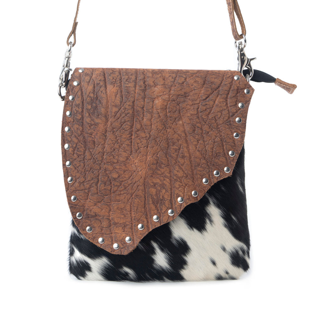Myra Stonebrook Canvas & Hairon Bag in Spotted Ivory