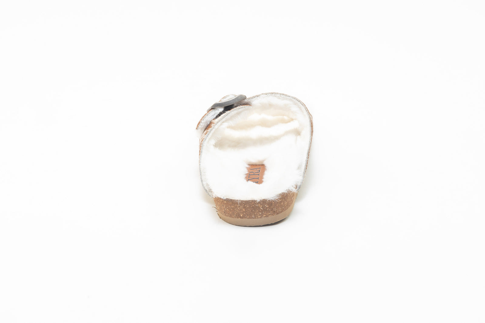 Prairie Winds Fur Comfort Hairon Leather Sandals In Brown & White