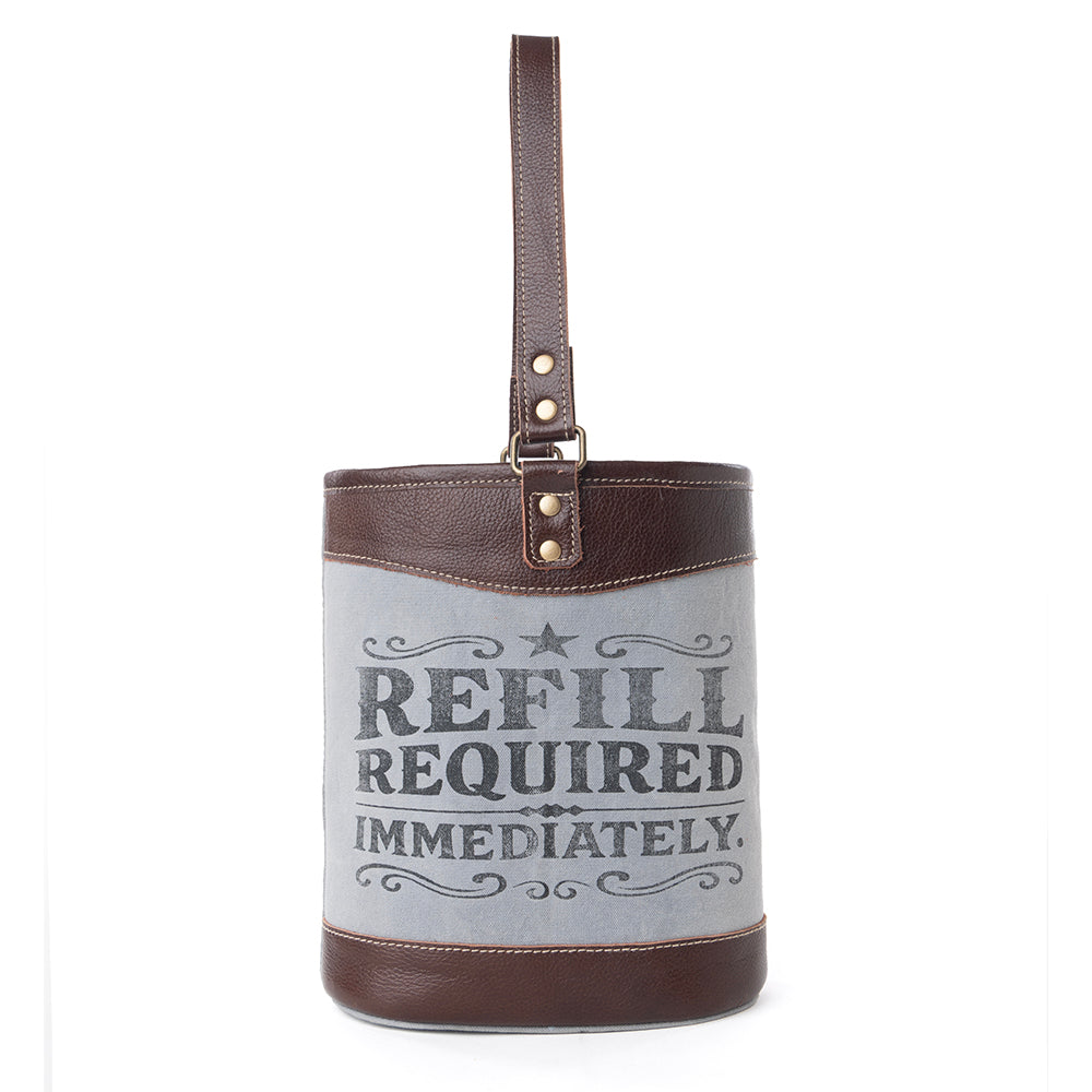 Textura Cotton & Leather Wine Holder in Saddle Frost