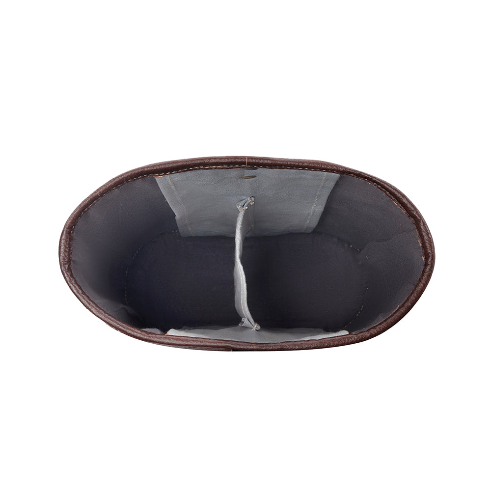 Textura Cotton & Leather Wine Holder in Saddle Frost