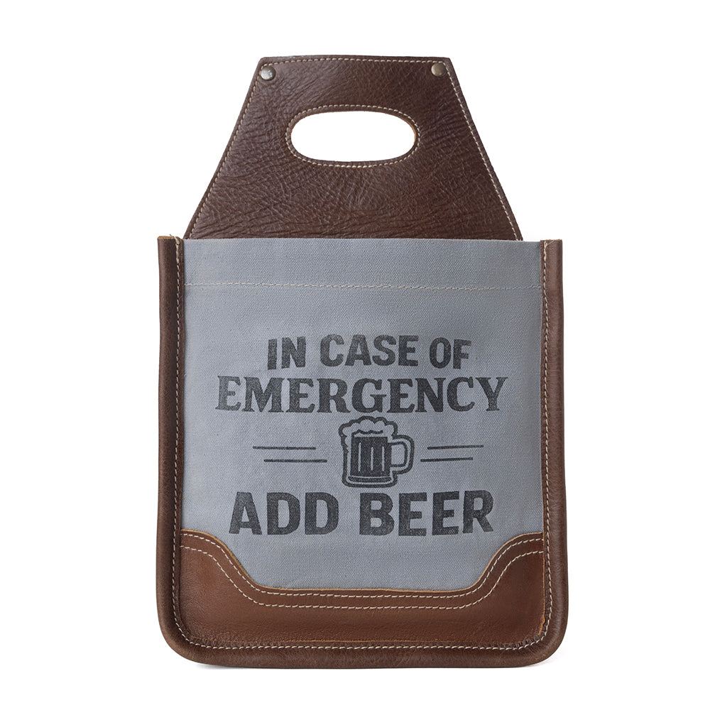 Barrelcut Leather & Canvas Beer Holder in Cedar White