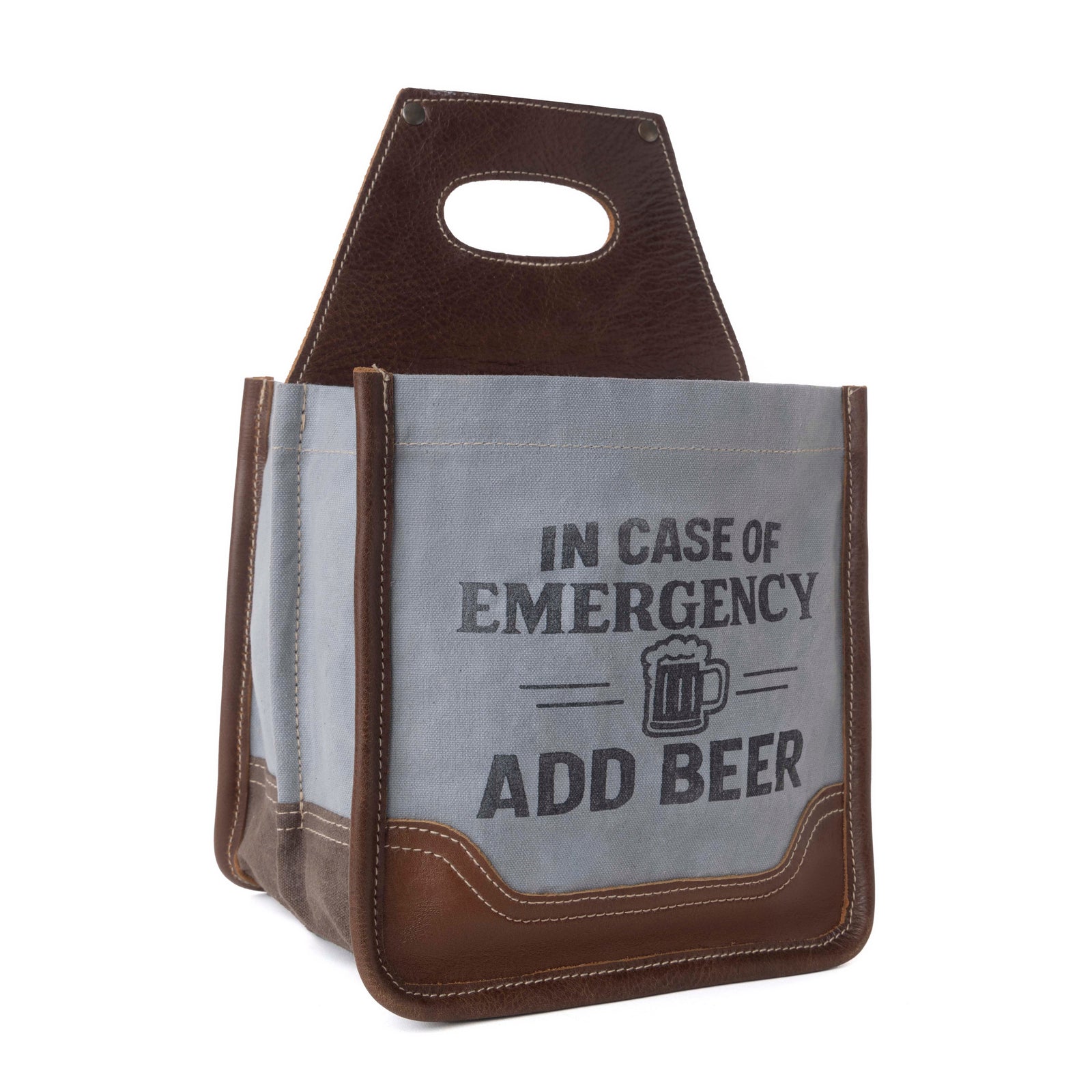 Barrelcut Leather & Canvas Beer Holder in Cedar White