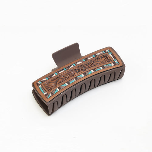 Desertridge Handtooled Hair Clip in Chestnut