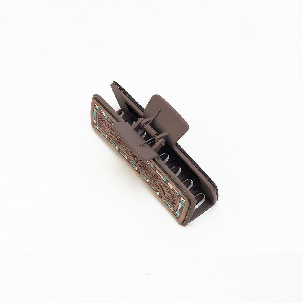 Desertridge Handtooled Hair Clip in Chestnut