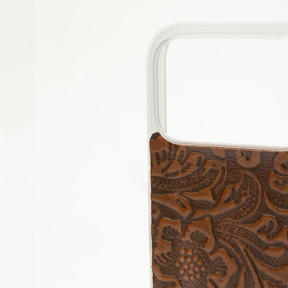 Timber Cut Embossed Leather iPhone 17 Pro Mobile Case