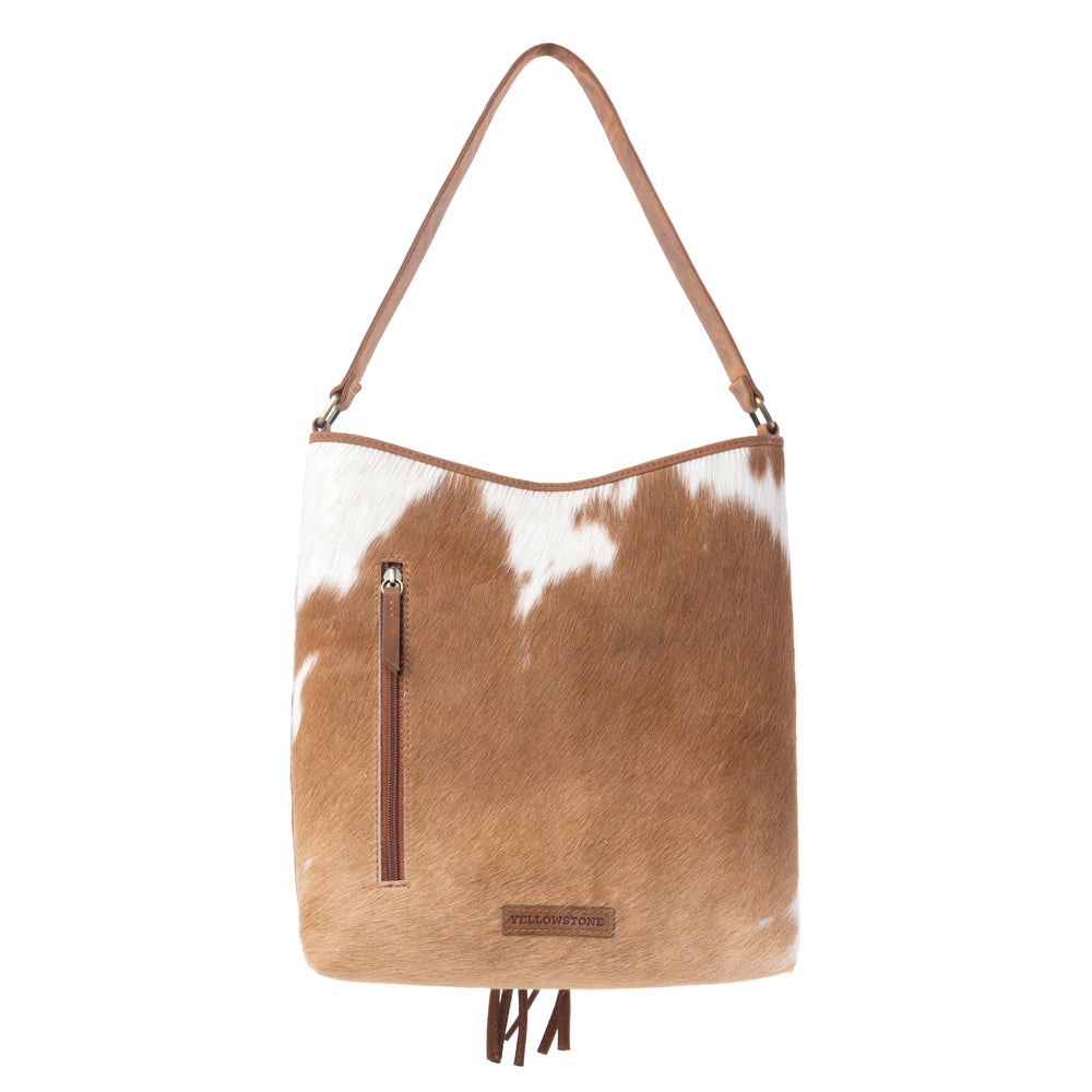 Yellowstone Tawny Ridge Handtooled Hairon Concealed Carry Bag in Ivory Mocha