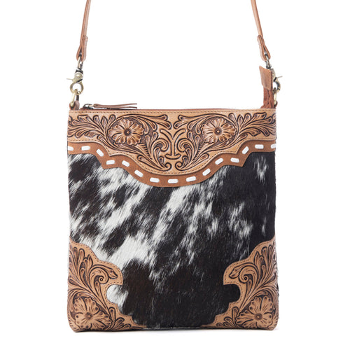 Yellowstone Wind River Handtooled Bag in Midnight Sable