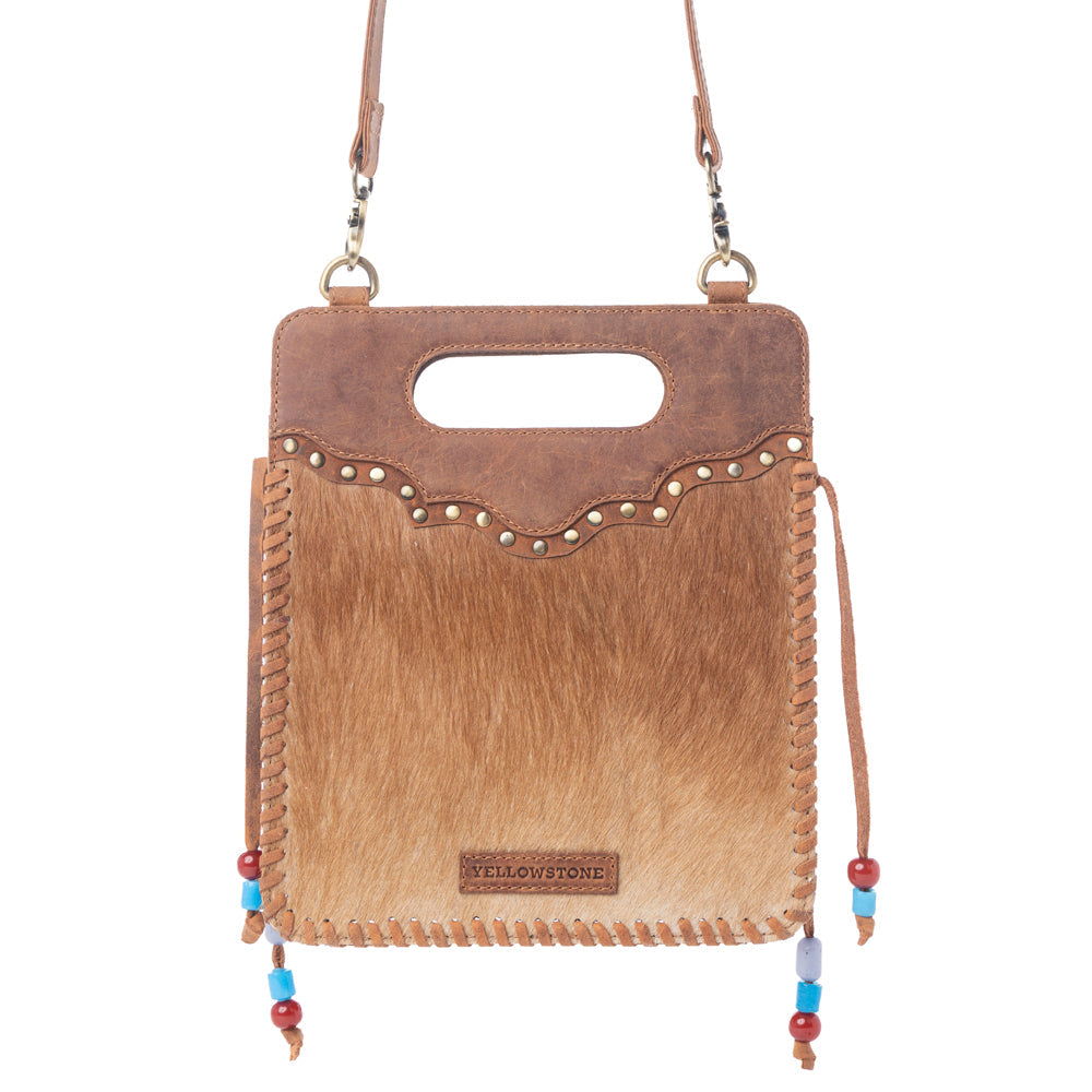 Yellowstone Lone Creek Handtooled Bag in Ivory Mahogany