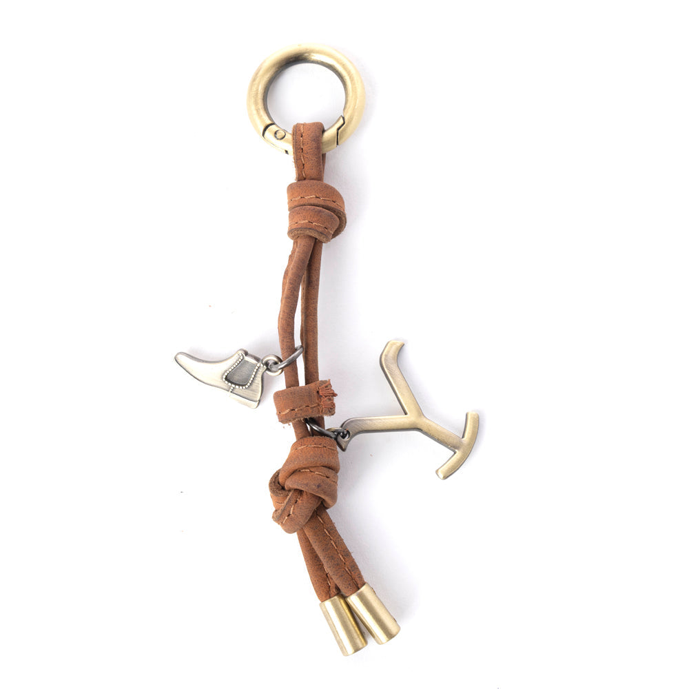 Yellowstone Longhorn Leather Key Fob in Saddle Oak