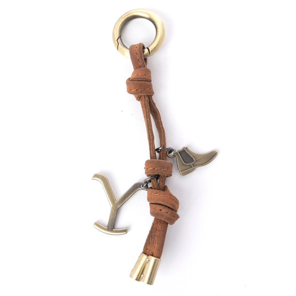 Yellowstone Longhorn Leather Key Fob in Saddle Oak