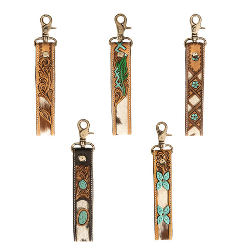 Moonflower Handtooled Leather Keyfob Variant Combo
