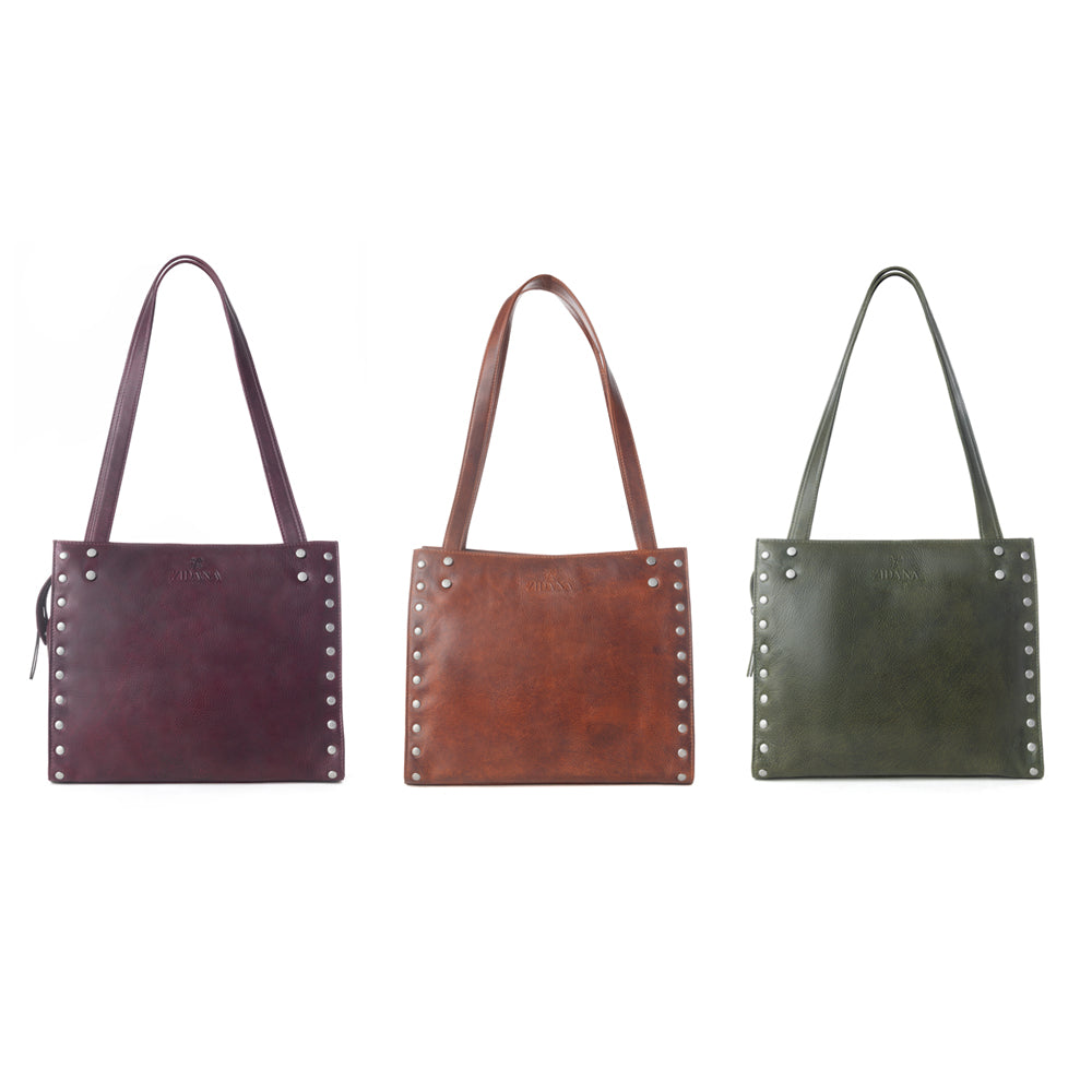 Zidana Aria Amethyst Veg Tanned Leather Tote Bag Variant Combo