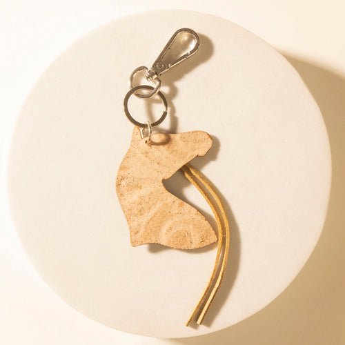 Western Star Horse Handtooled Leather Key Fob in Amber Turquoise