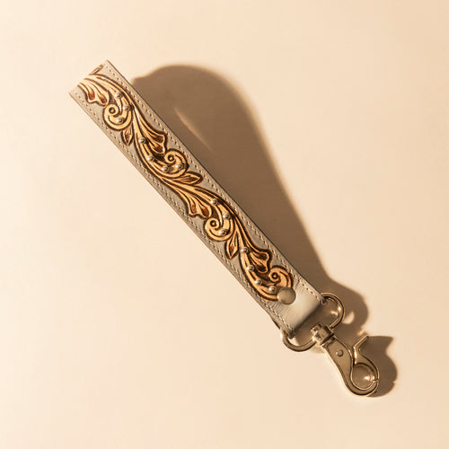 Wildhue Western Key Fob in grey with handtooled detail