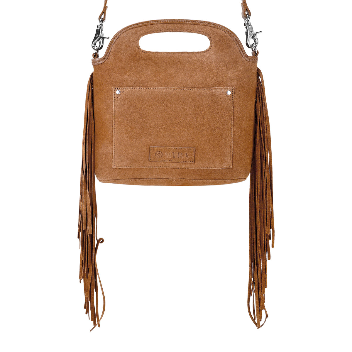Nolina Crossbody Bag for Women in tan with hair on and tooled leather