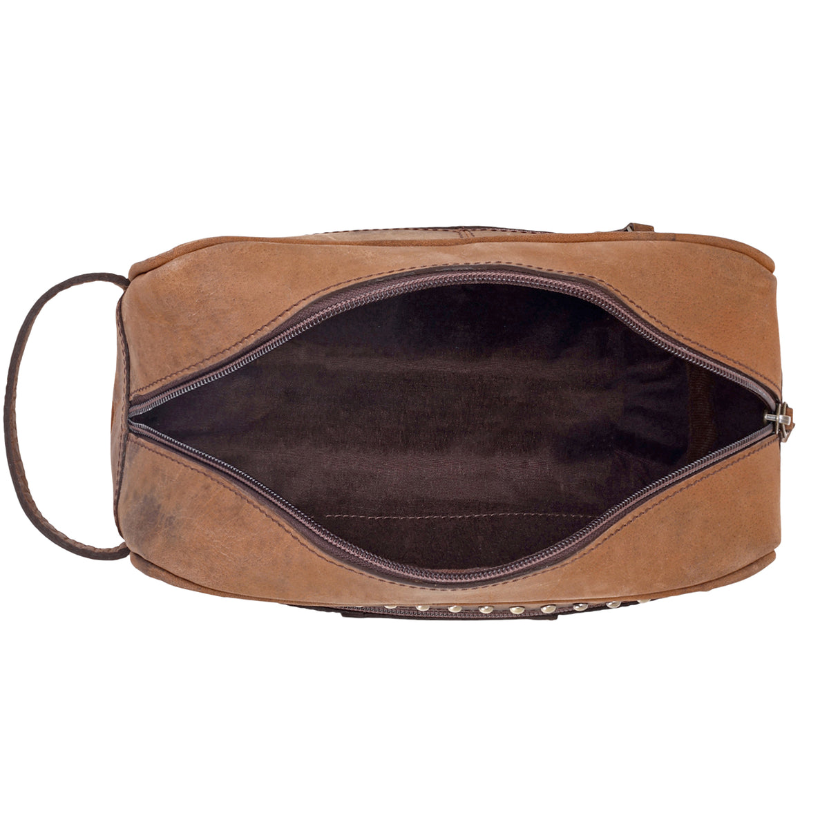 Cedar Bluff Men's Pouch in brown with studs