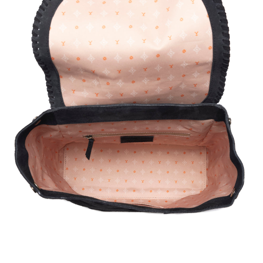 Yellowstone Ironwood Studded Suede Leather Concealed Carry Bag in Shadow Black