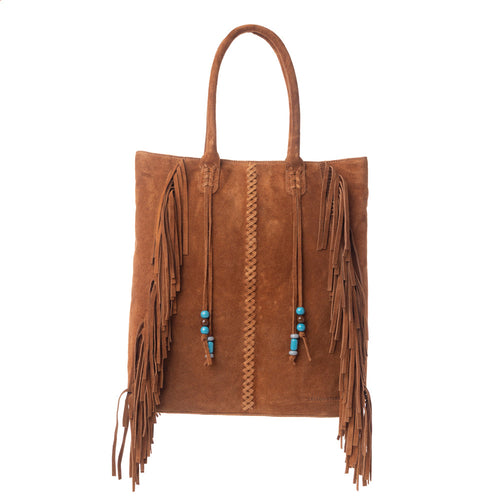 Yellowstone Desert Creek Fringed Suede Leather Concealed Carry Bag in Sand Brown