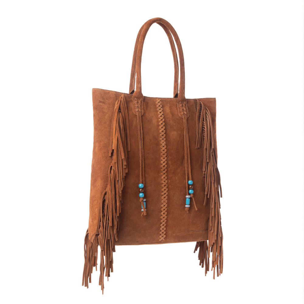 Yellowstone Desert Creek Fringed Suede Leather Concealed Carry Bag in Sand Brown