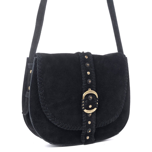 Yellowstone Iron Frontier Suede Leather Bag in Jet Black