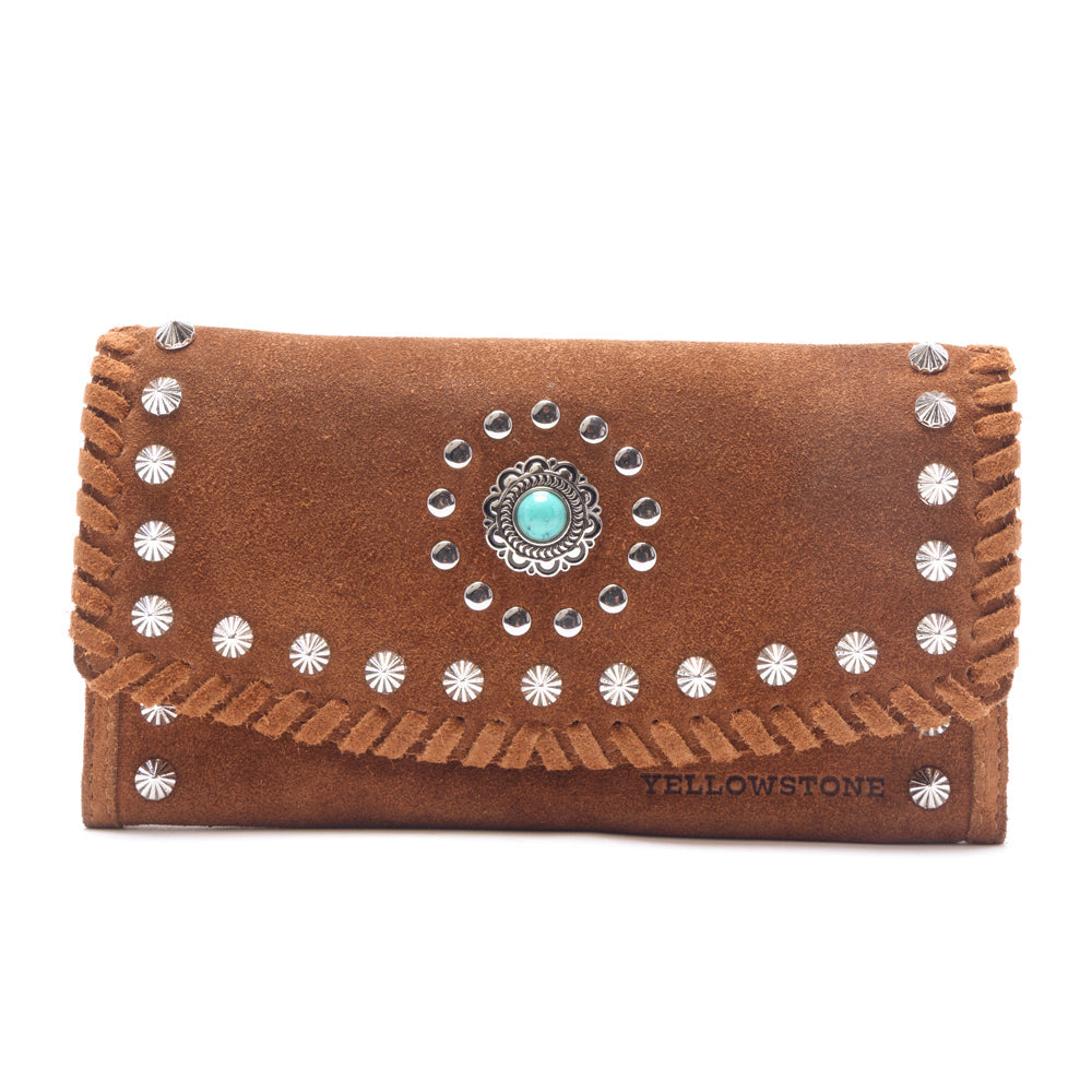 Yellowstone Briar Meadow Studded Suede Leather Women’s Purse in Desert Tan