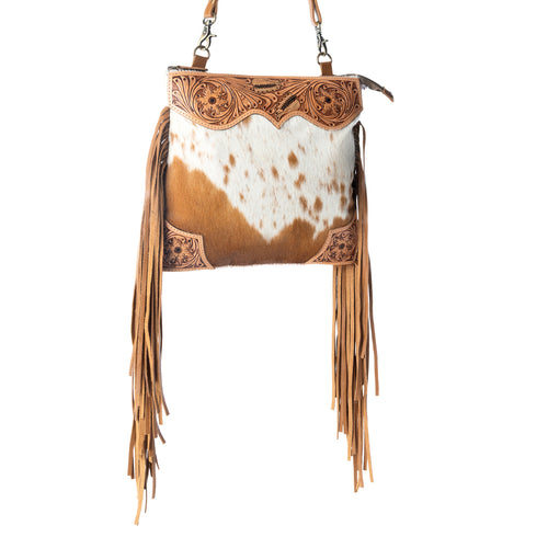 Tumbleweed Trail Fringed hand-tooled bag for women in Light Brown