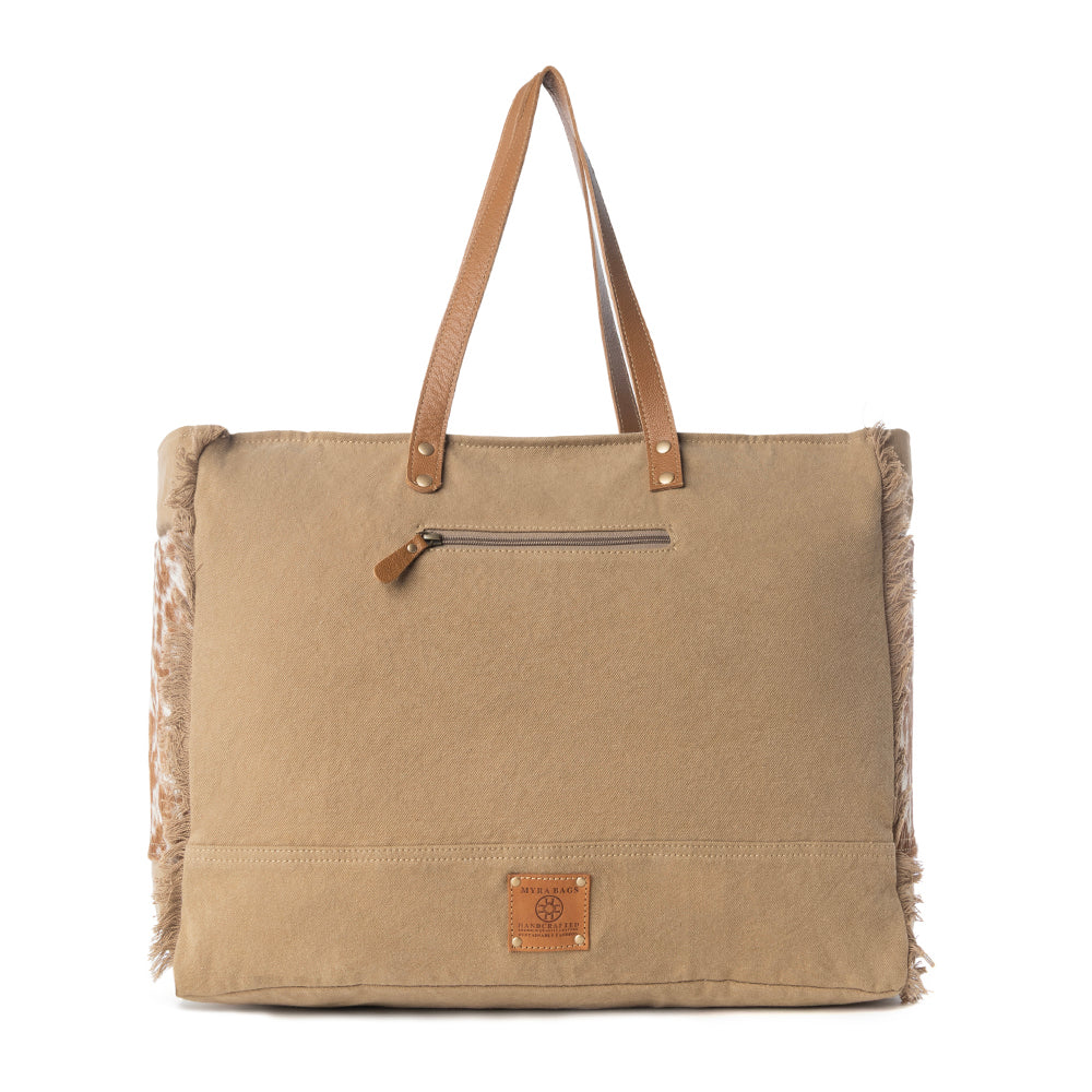 Cartwright Hand-Tooled Bag in Tan & White