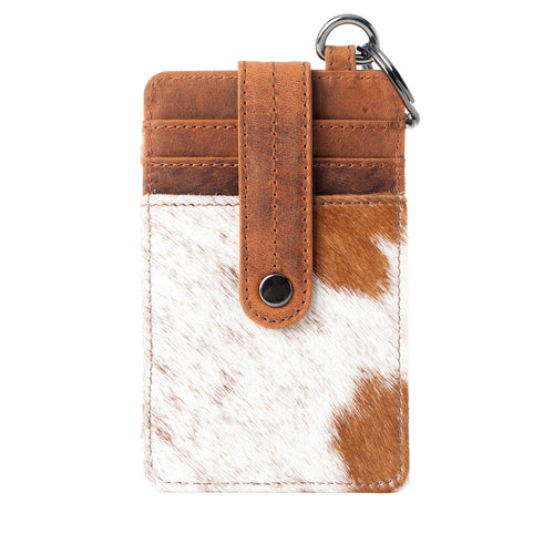 Roper Card Holder for Women in brown with hair-on detail