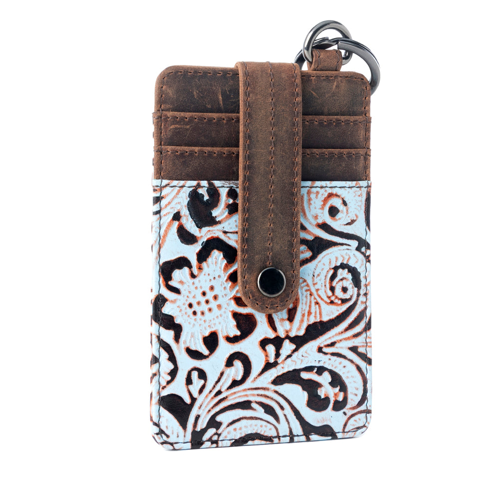 Roper Embossed Card Holder for Women in blue with printed detail