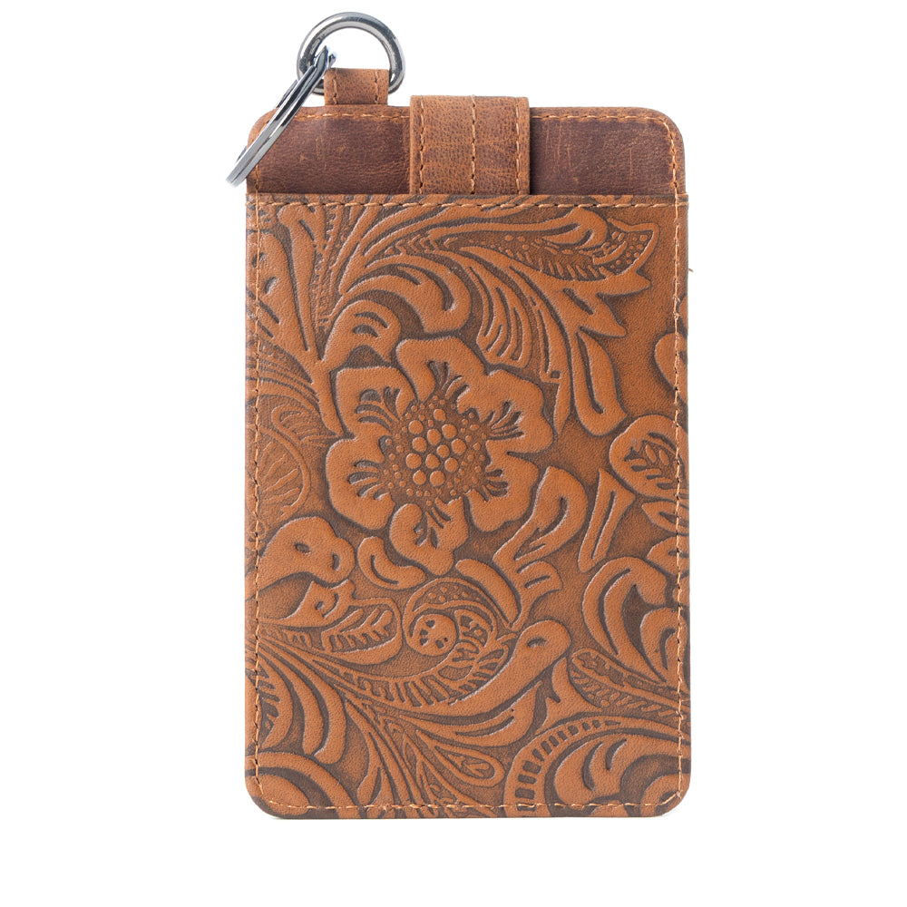 Roper Card Holder for Women in brown with Embossed detail
