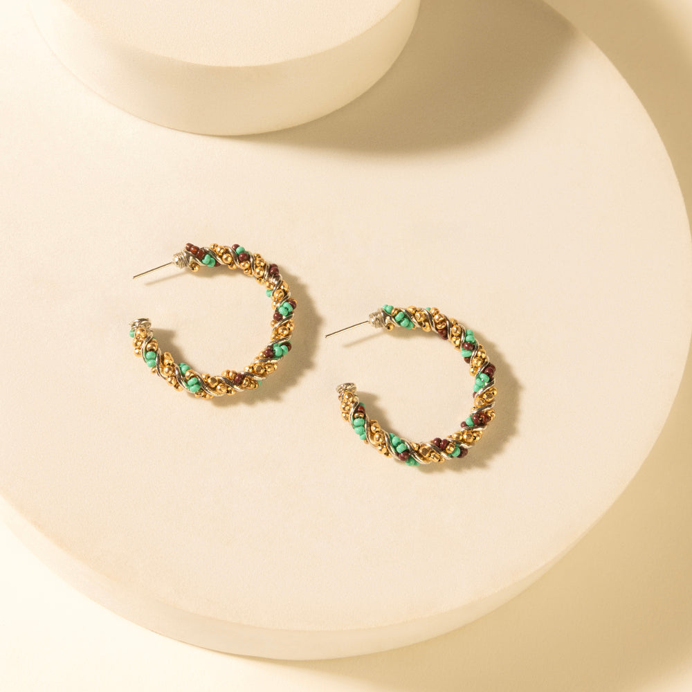 Bronc Braid Hoop Earrings in Desert Turquoise