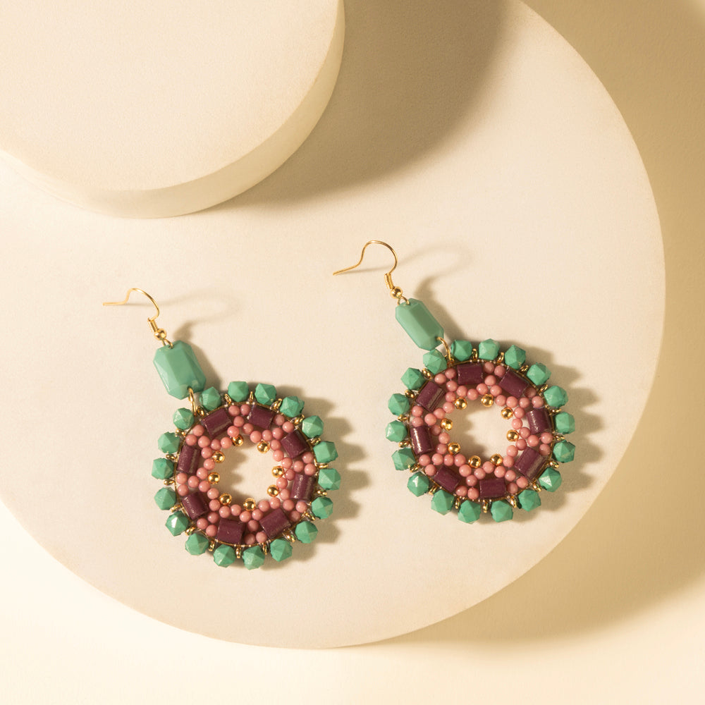 Medallion Earrings in Turquoise Plum