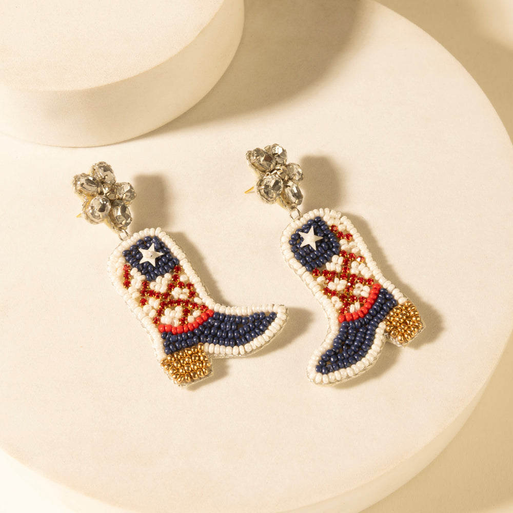 Freedom Trail Boot Earrings in Rodeo White