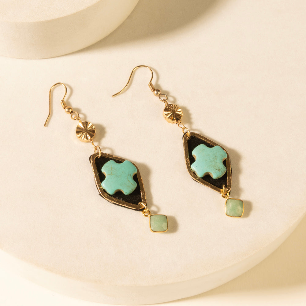 Four Trails Clover Earrings in Desert Turquoise