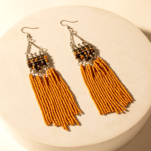 Rustglow Fringe Earrings in Sunbaked Amber