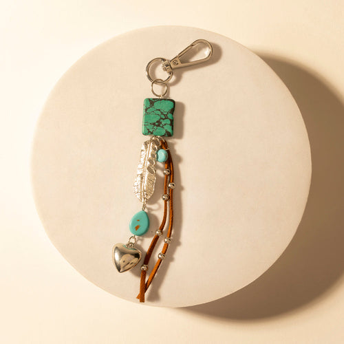 Longhorn Charm Keychain in Desert Turquoise