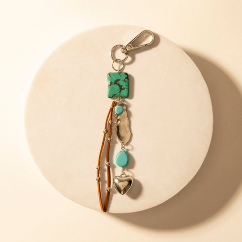 Longhorn Charm Keychain in Desert Turquoise