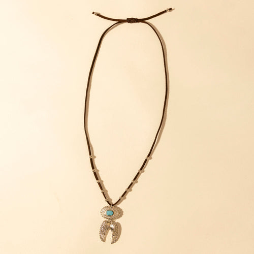 Windspur Feather Necklace in Desert Turquoise