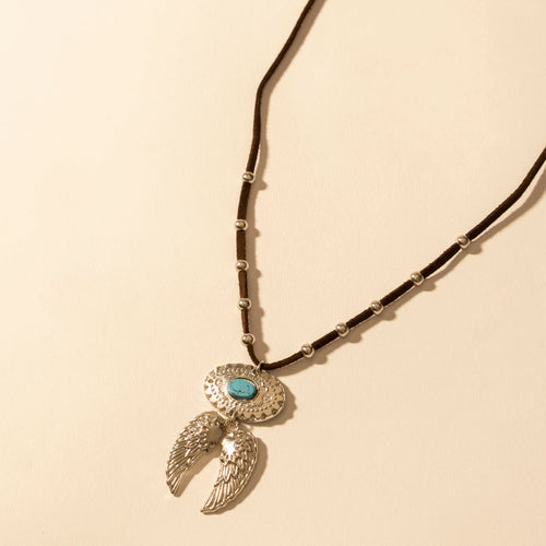 Windspur Feather Necklace in Desert Turquoise