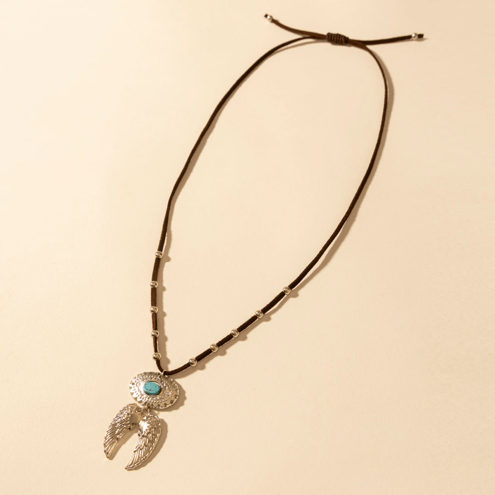 Windspur Feather Necklace in Desert Turquoise