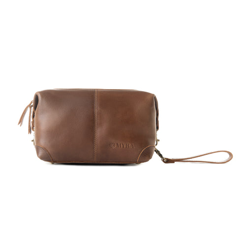 Drifter Leather Shaving Kit for Men in brown