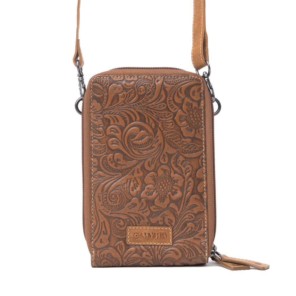 Rustler Ridge Embossed Leather Hairon Sling Bag in Sandstone Cream