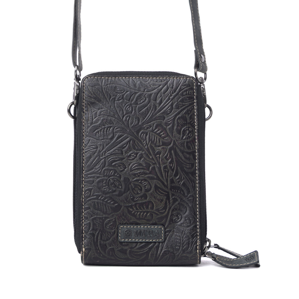 Rustler Ridge Embossed Leather Hairon Sling Bag in Slate Smoke