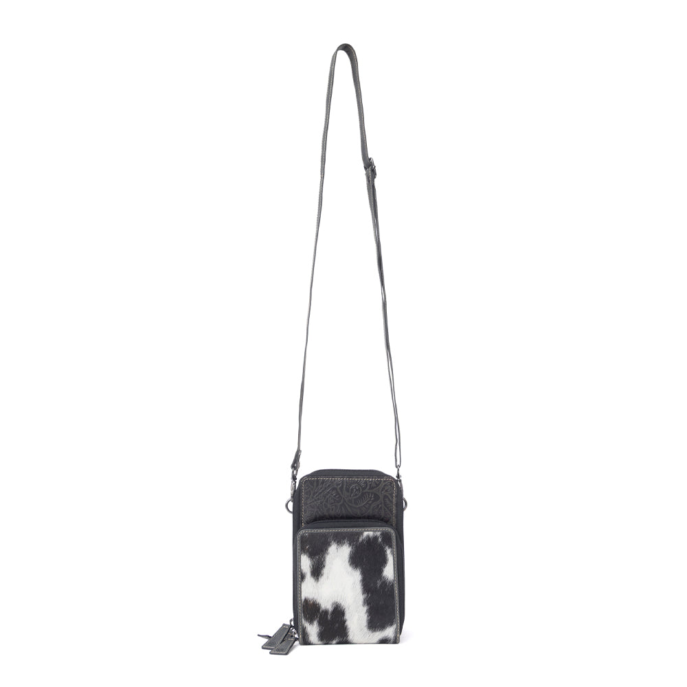 Rustler Ridge Embossed Leather Hairon Sling Bag in Slate Smoke