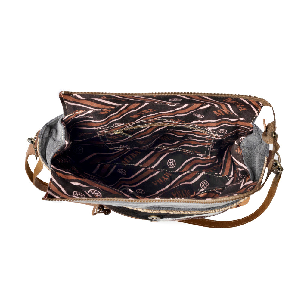 Wovenstone Western shoulder Bag for Women in rust with Aztec detail