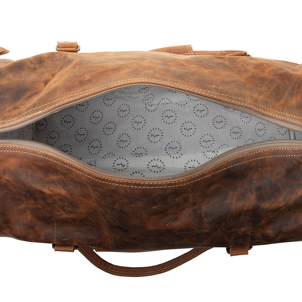 Redmont Leather Traveller Bag in Amber Brown