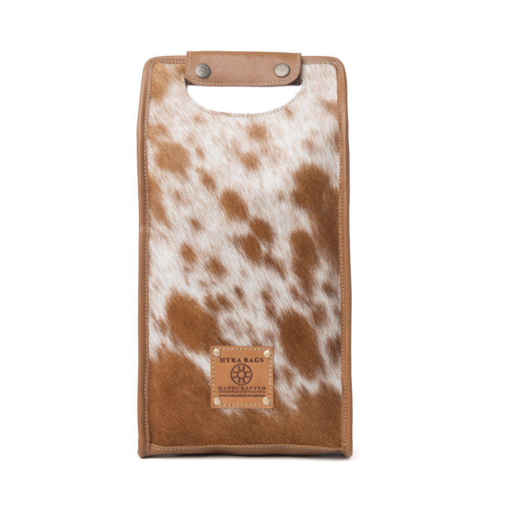 Cypress Field Hairon Leather Wine Bottle Holder in Tan Beige