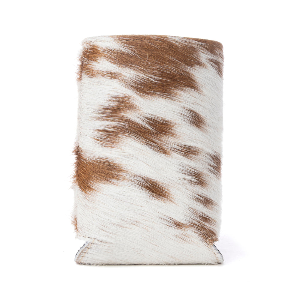 Birch Valley Hairon Leather Beer Can Holder in Toffee Cream