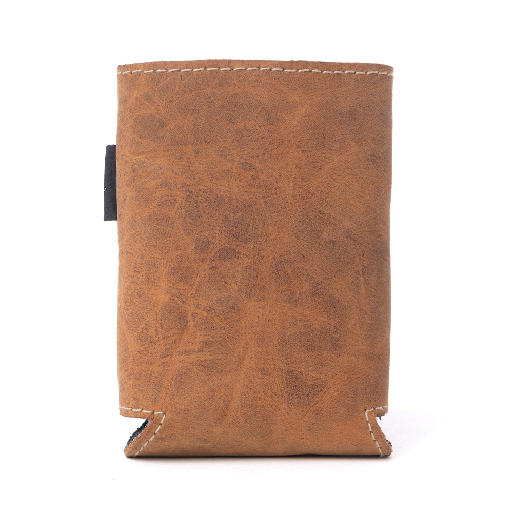 Birch Valley Hairon Leather Beer Can Holder in Dusty Caramel