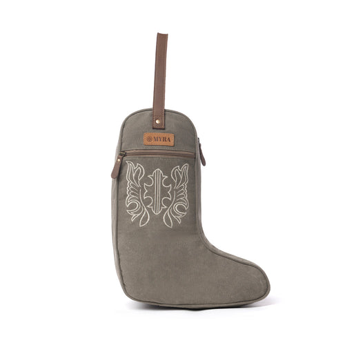 Sunstone Cotton & Leather Boot Bag in Clay Fern